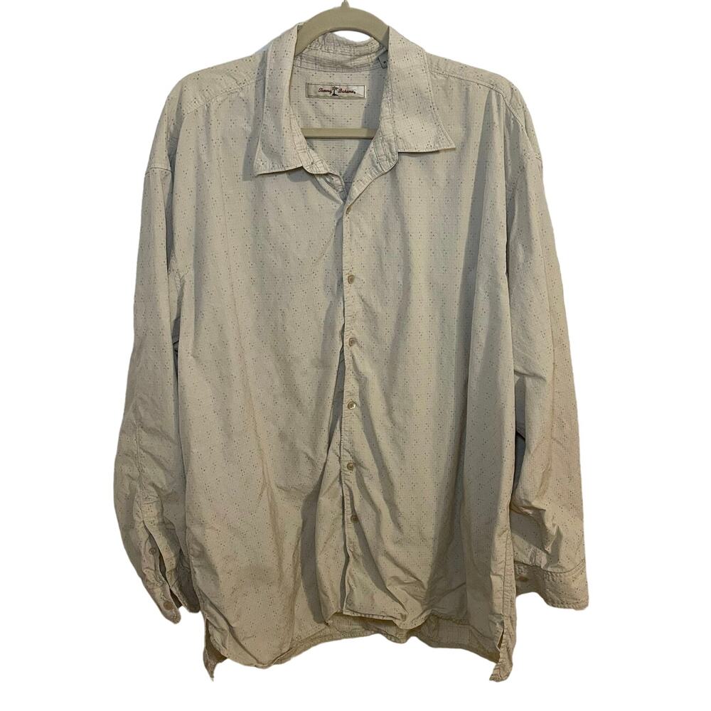 Tommy Bahama 100% Silk Button Down Shirt Mens size xxl neutral lightweight